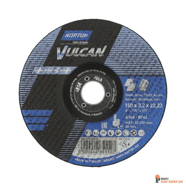 nortonschleifmittel/NORTON_schleifmittel_66252925496 Norton Vulcan Inox Cutting Disc 150x3.2x22.2 GRIT 30_134174